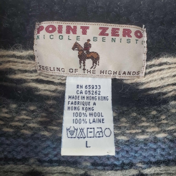 Point Zero Vintage 90s Hand Knit 100%Wool Sleeveles Cardigan Sweater Vest Womens - Picture 4 of 6